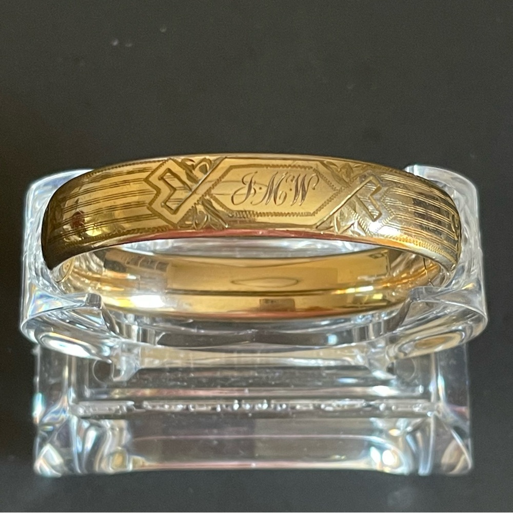 Vintage E.J.Co. Gold filled Engraved Monogram Bangle Bracelet - Picture 10 of 12